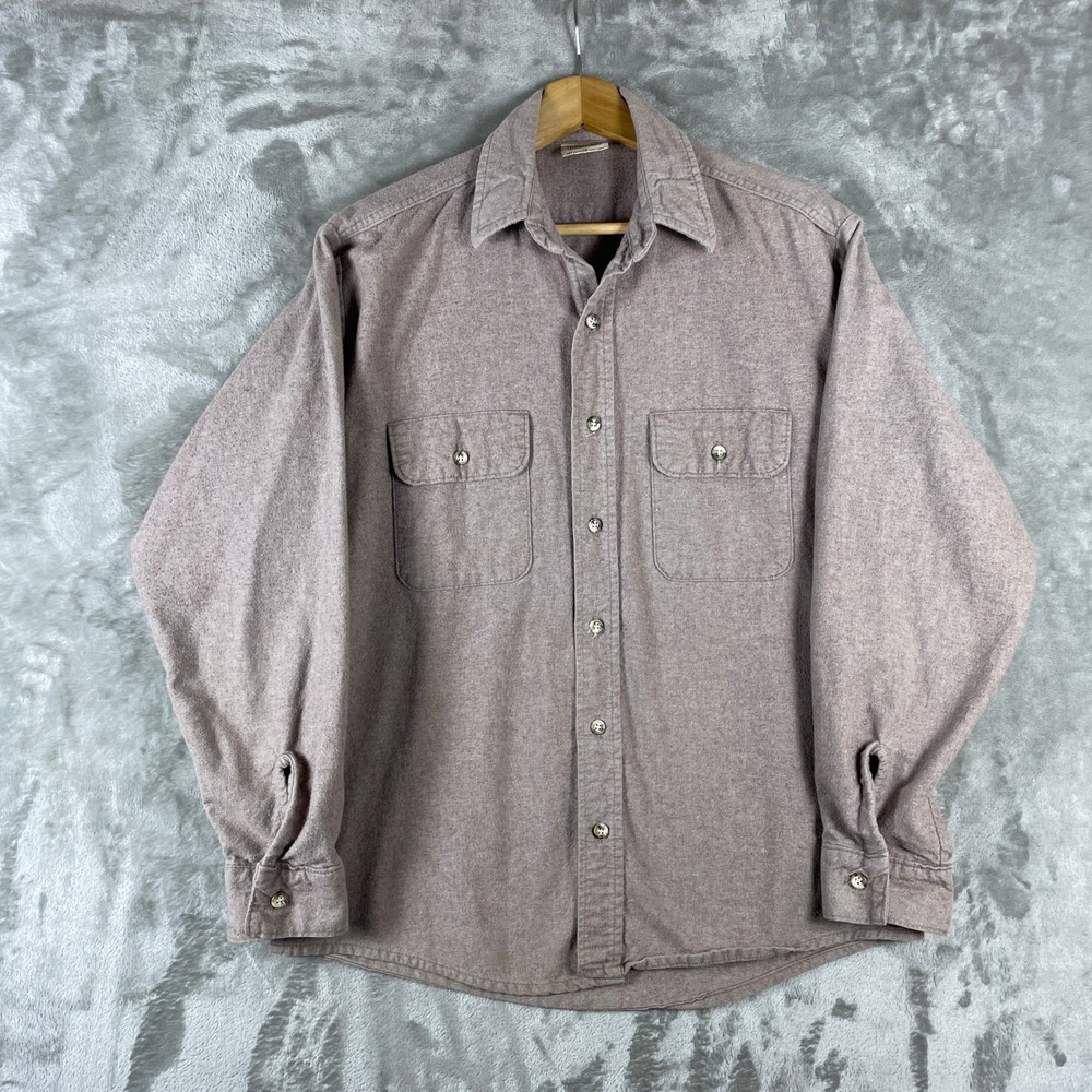 Vintage Five Brother Flannel Shirt Mens Medium Brown Long Sleeve Chamois USA
